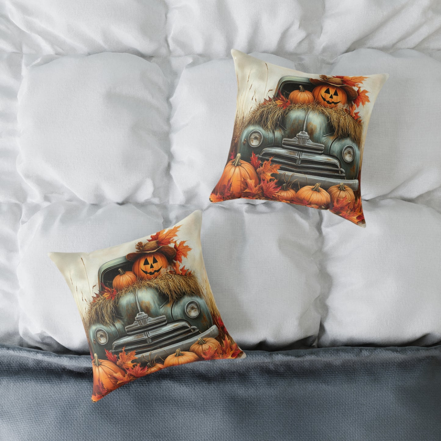 Pumpkin Farm Square Poly Canvas Pillow