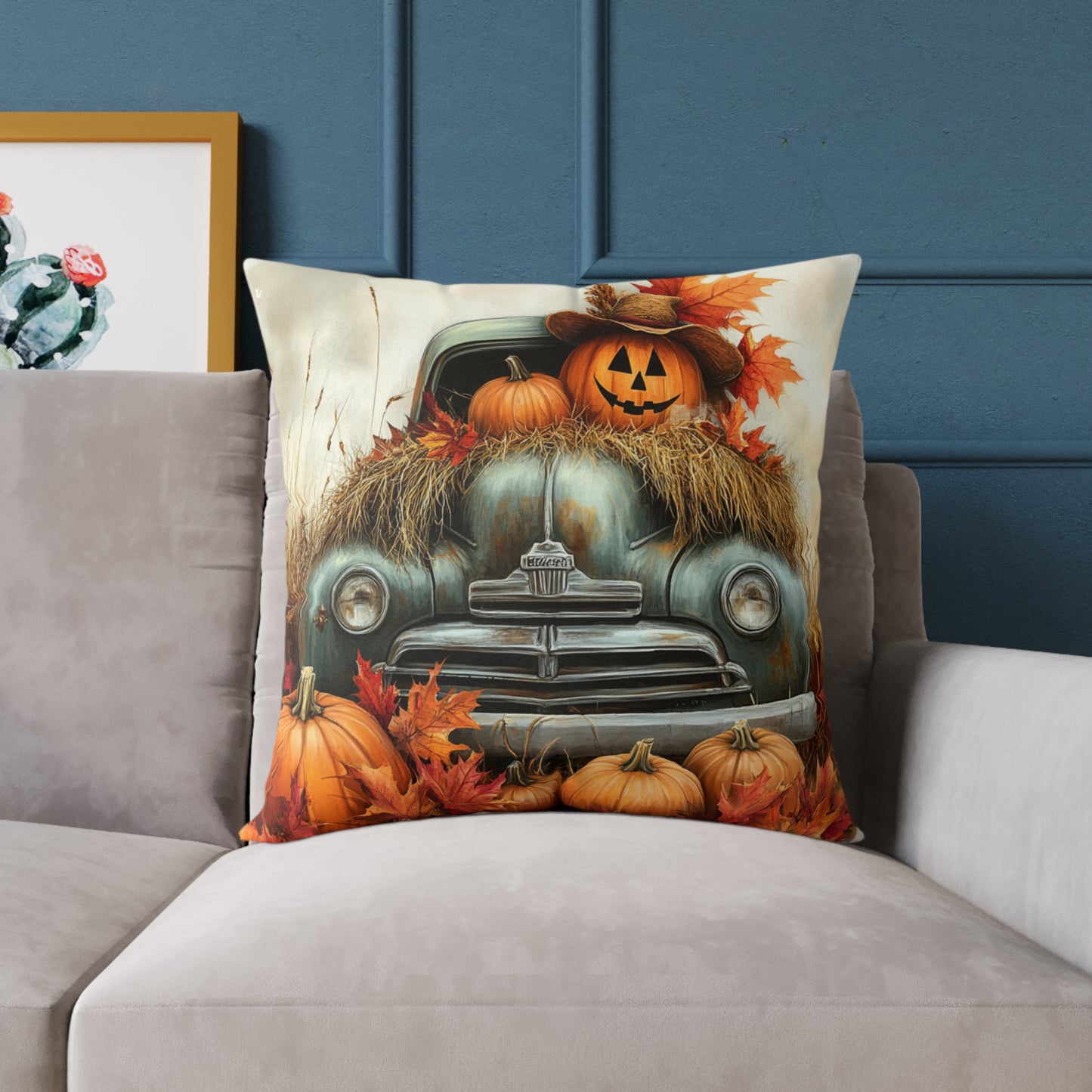 Pumpkin Farm Square Poly Canvas Pillow