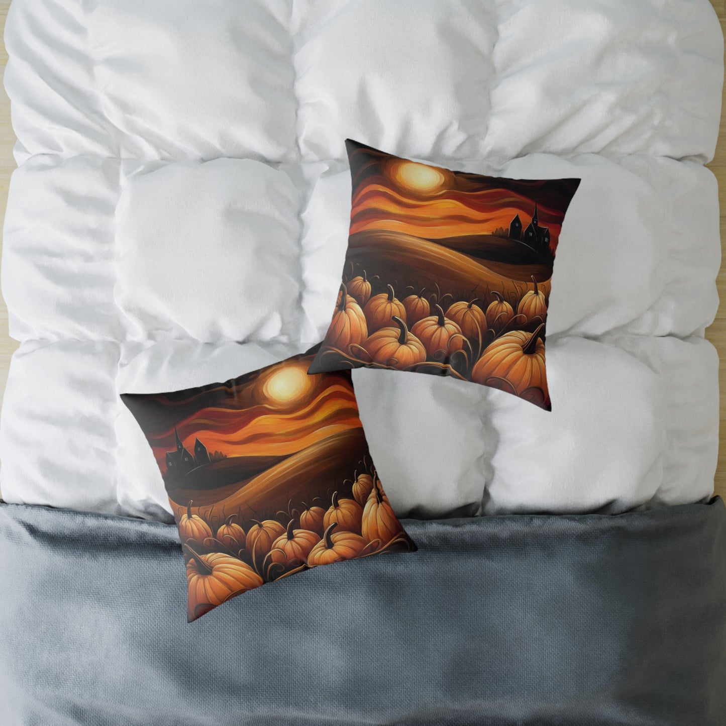 Pumpkin Patch Square Poly Canvas Pillow