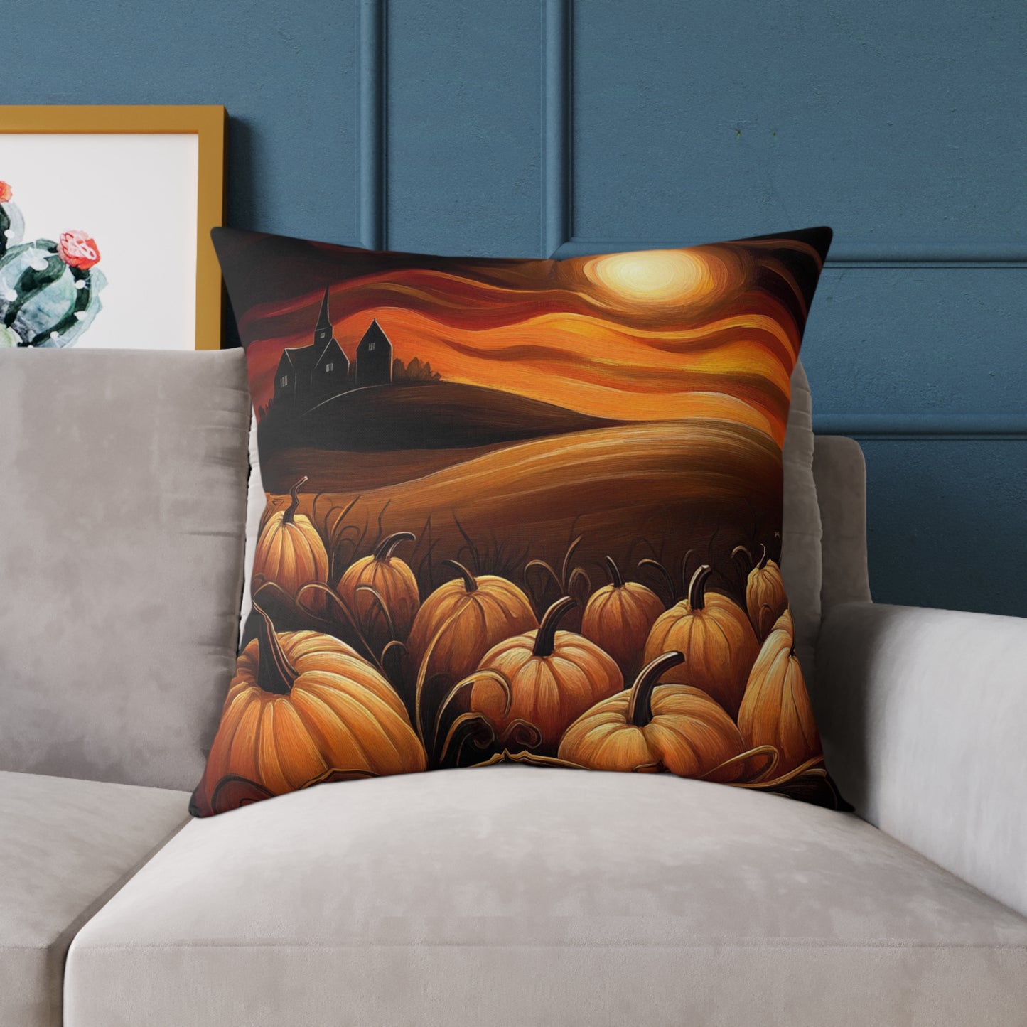 Pumpkin Patch Square Poly Canvas Pillow