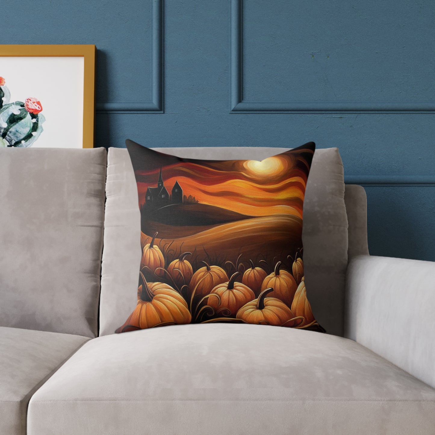 Pumpkin Patch Square Poly Canvas Pillow