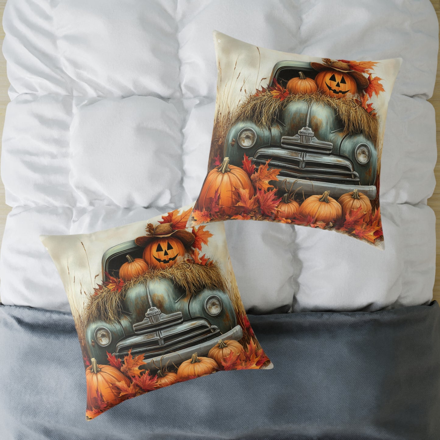 Pumpkin Farm Square Poly Canvas Pillow