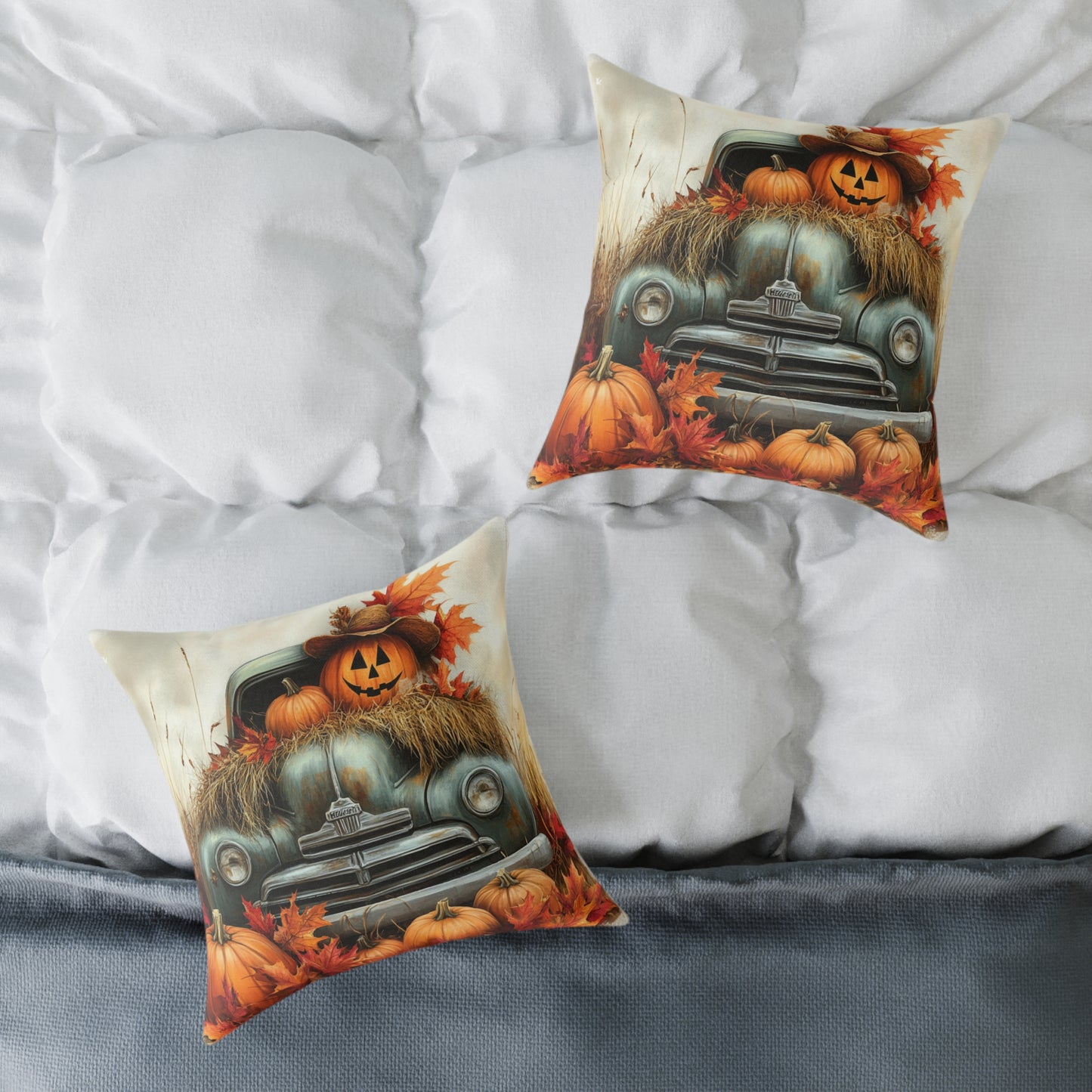 Pumpkin Farm Square Poly Canvas Pillow