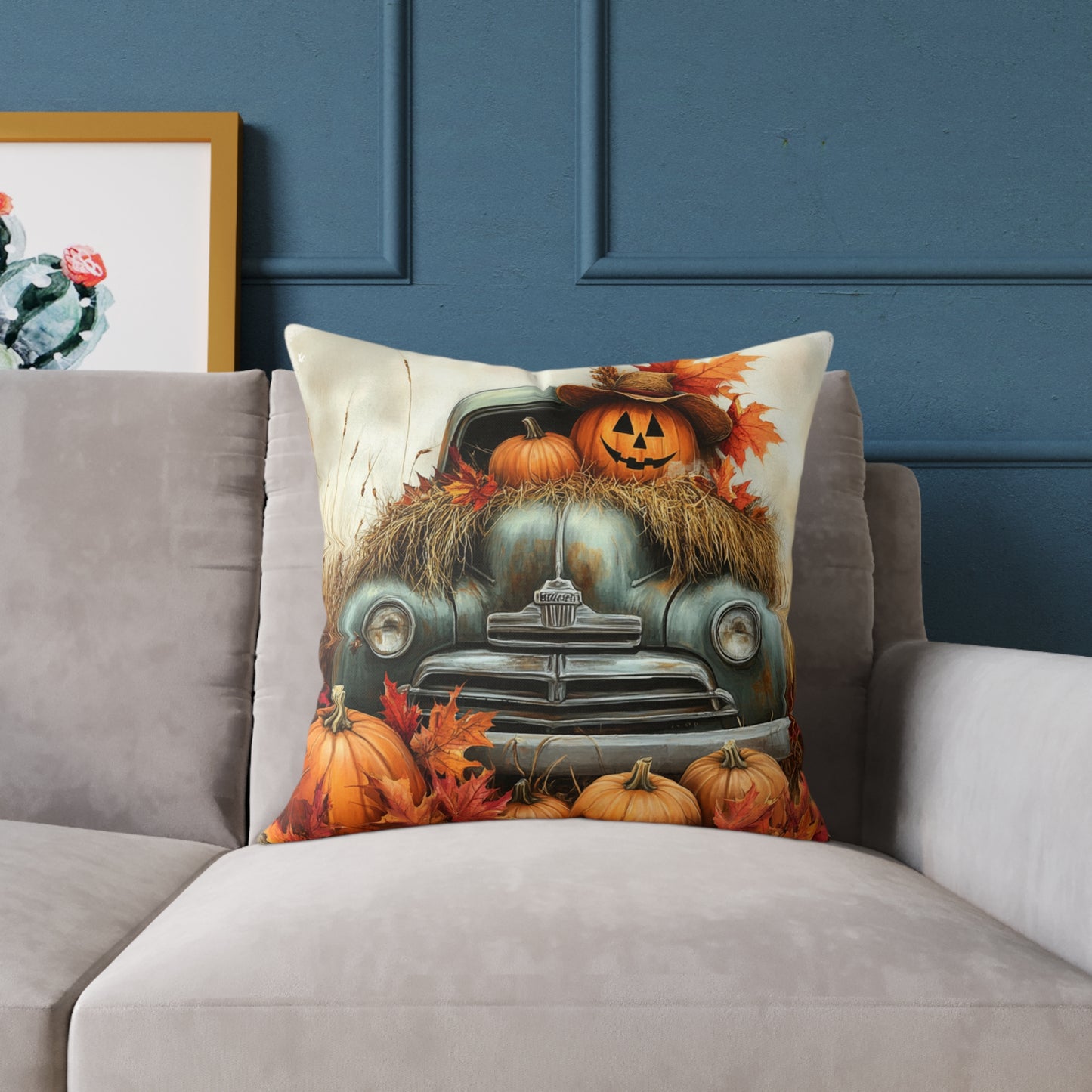 Pumpkin Farm Square Poly Canvas Pillow