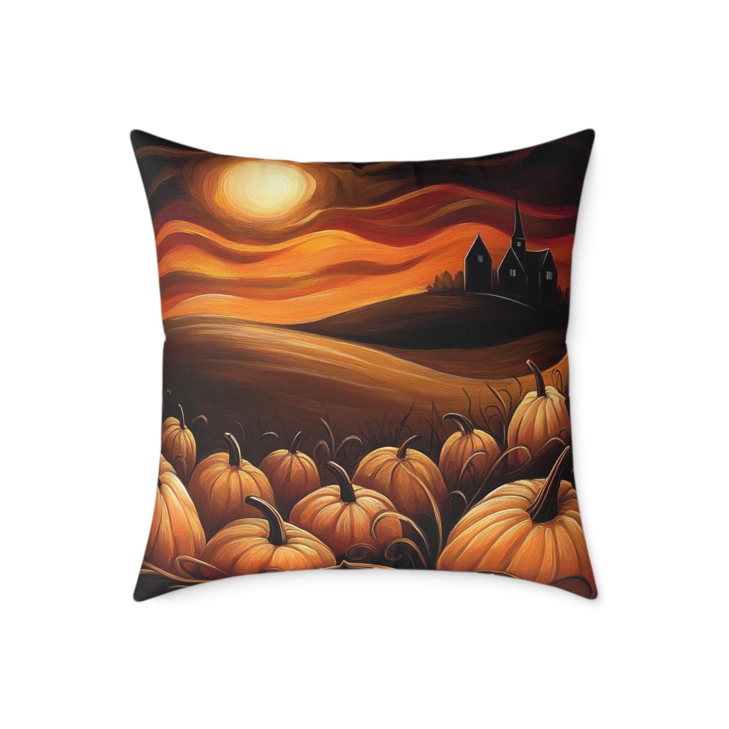 Pumpkin Patch Square Poly Canvas Pillow