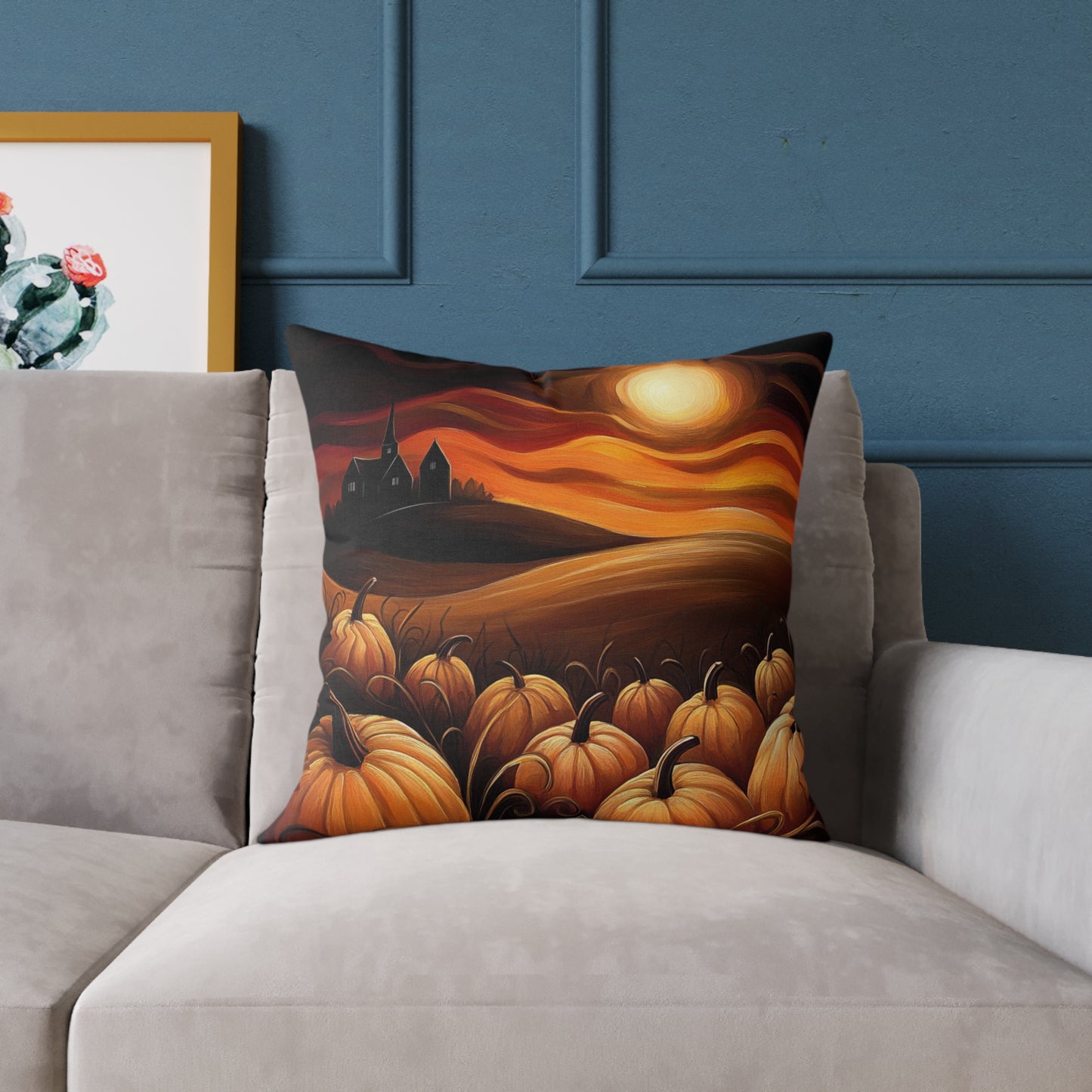 Pumpkin Patch Square Poly Canvas Pillow