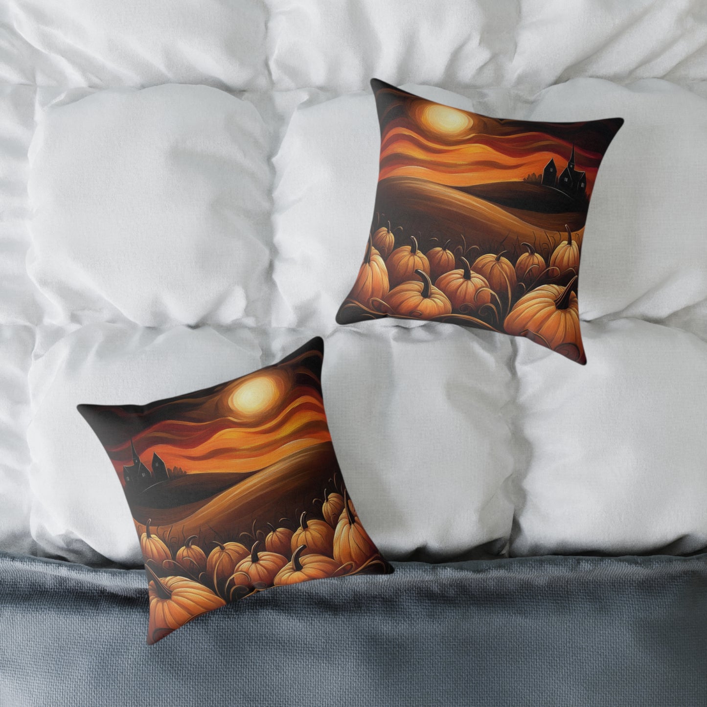 Pumpkin Patch Square Poly Canvas Pillow