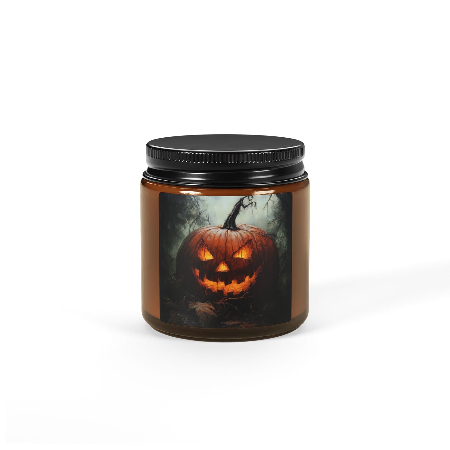 Jack-o-lantern Scented Soy Candle (Multi-Size, Amber Jar)