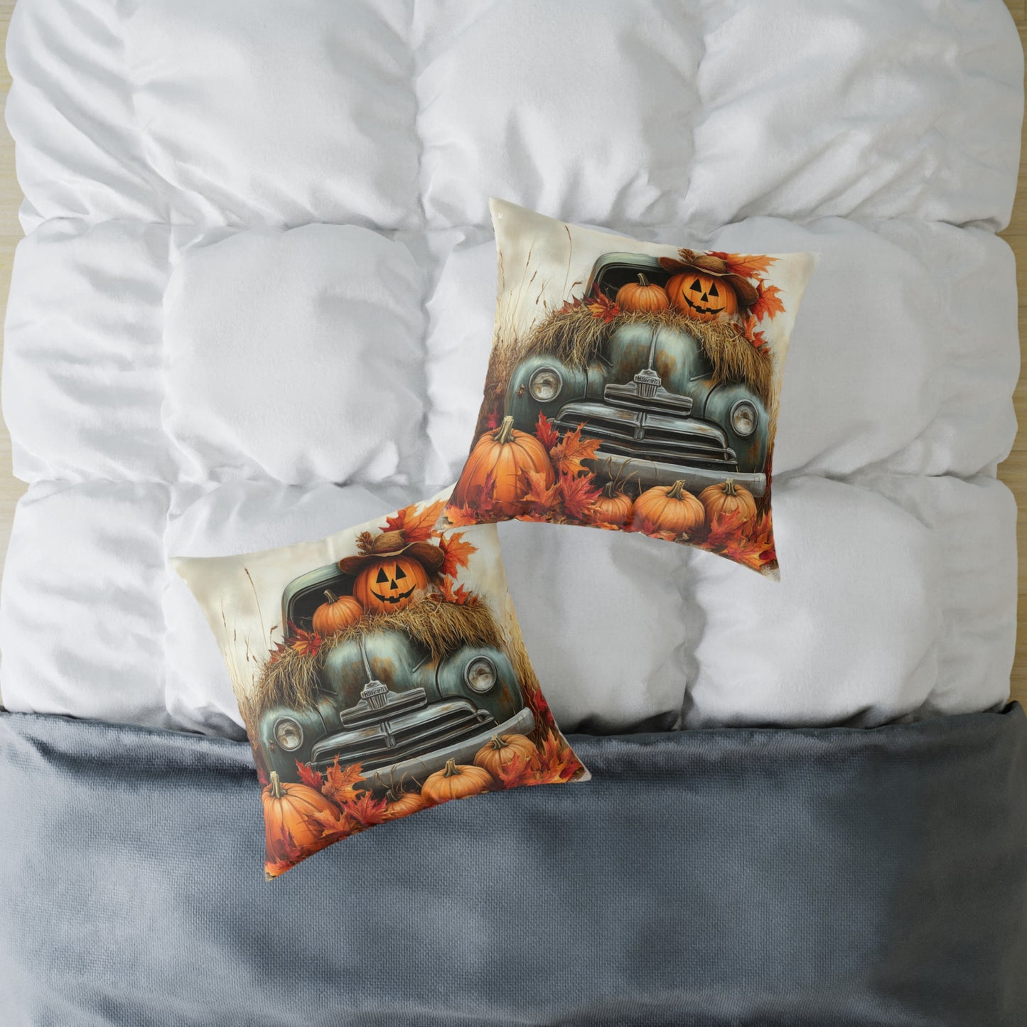 Pumpkin Farm Square Poly Canvas Pillow