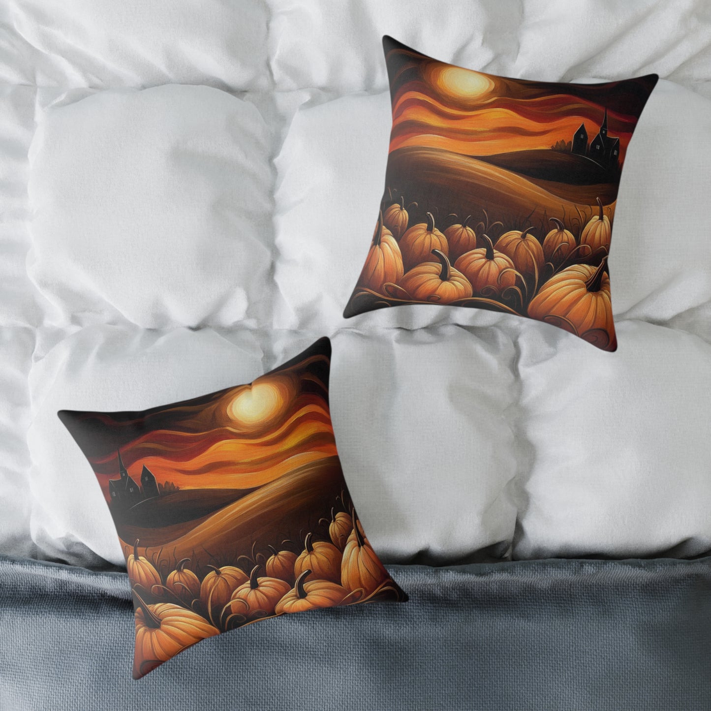 Pumpkin Patch Square Poly Canvas Pillow