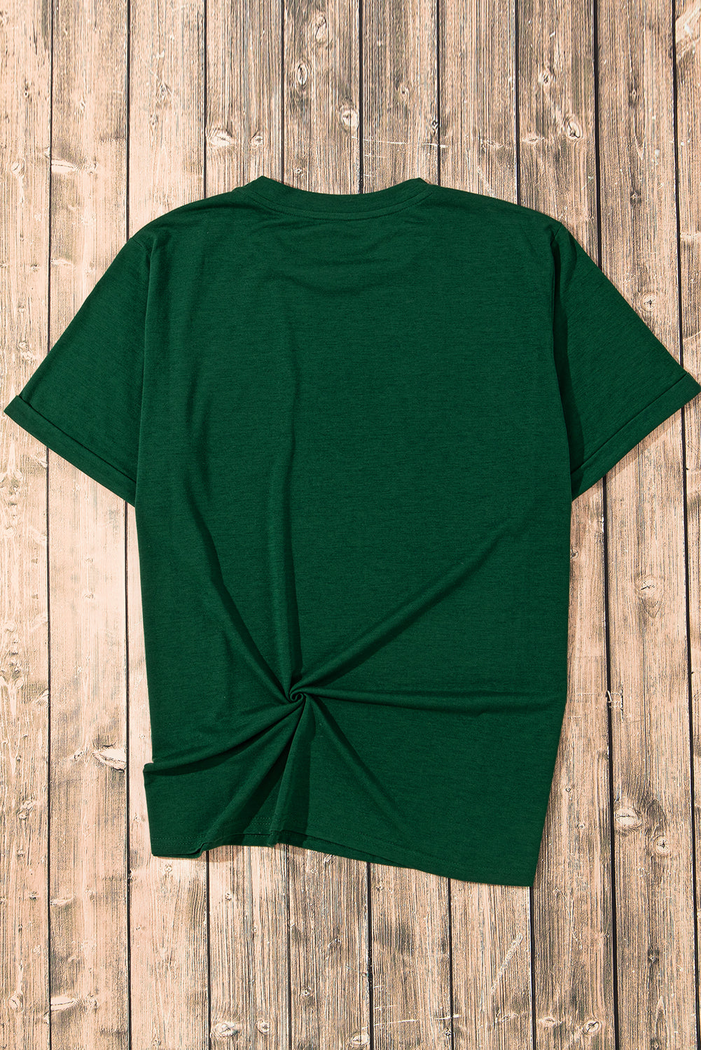 Green St Patrick Clover Patch Sequin Graphic T-shirt