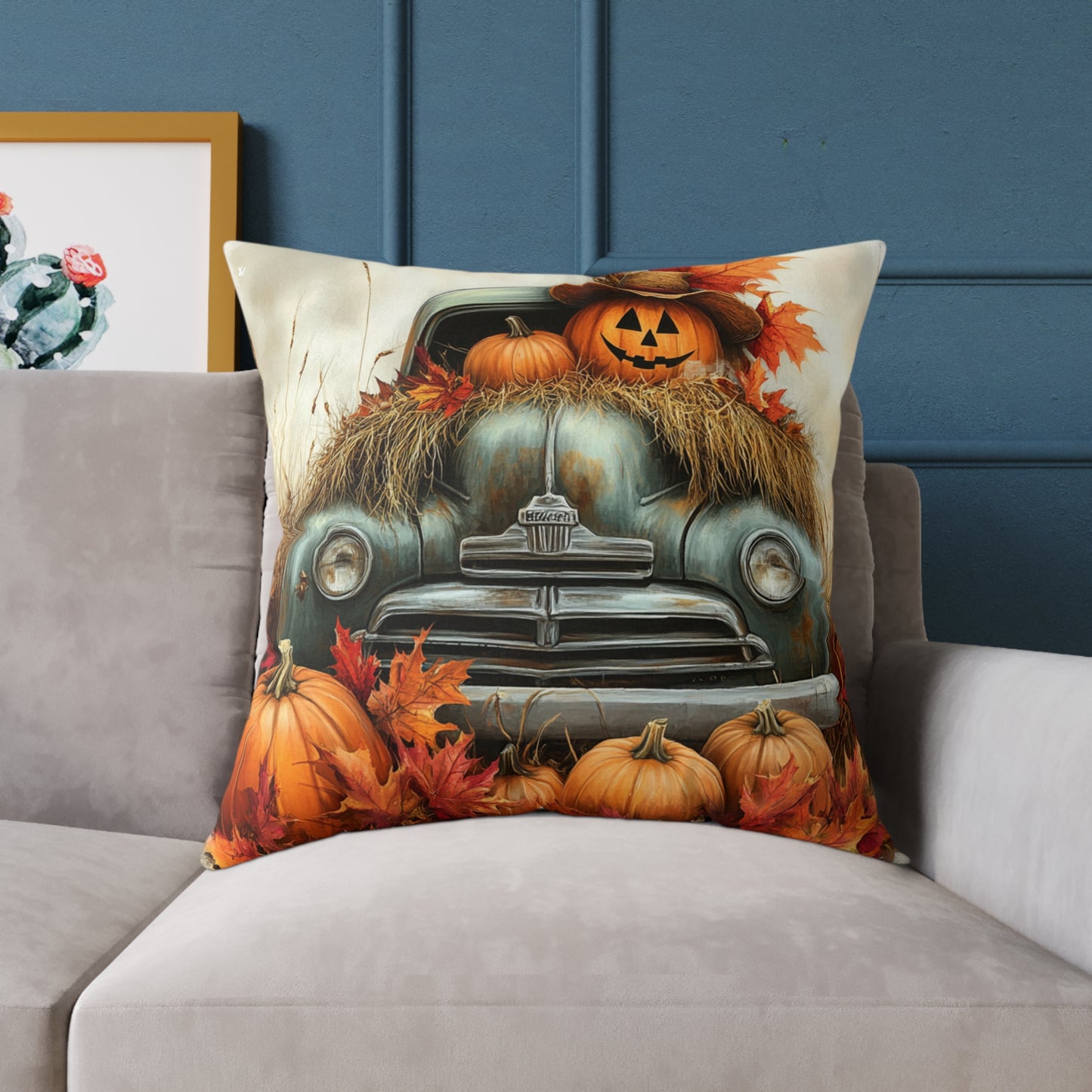 Pumpkin Farm Square Poly Canvas Pillow