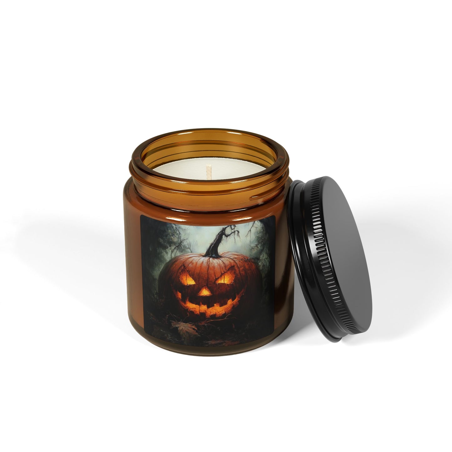 Jack-o-lantern Scented Soy Candle (Multi-Size, Amber Jar)