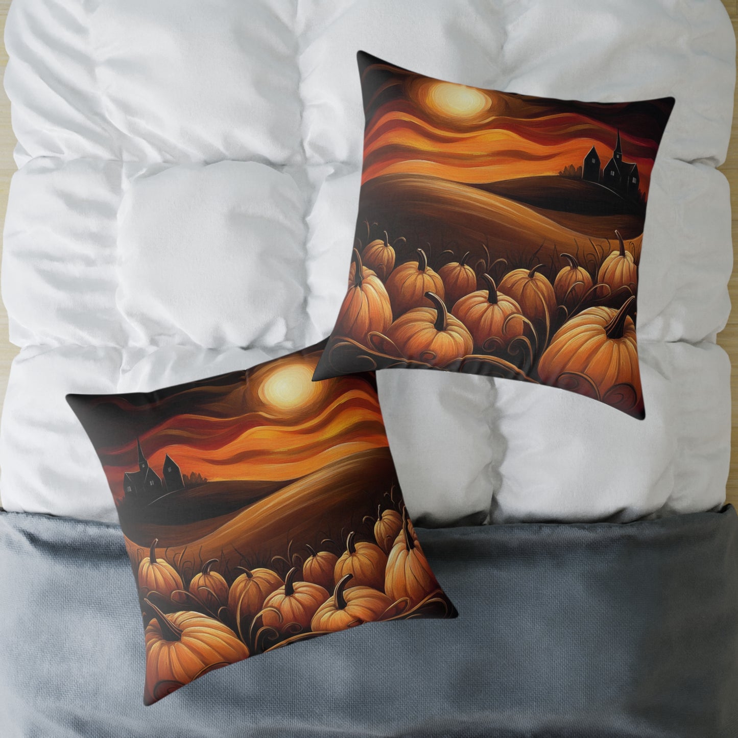 Pumpkin Patch Square Poly Canvas Pillow