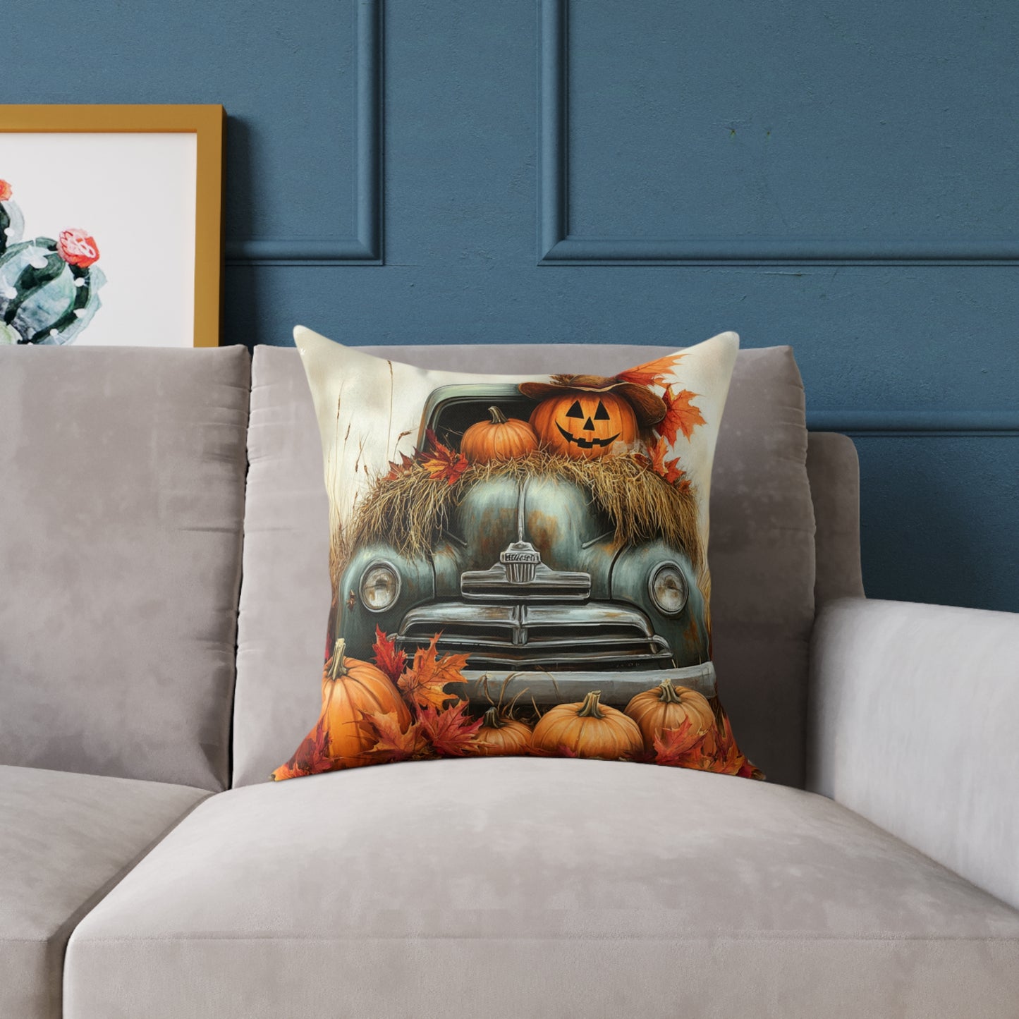 Pumpkin Farm Square Poly Canvas Pillow