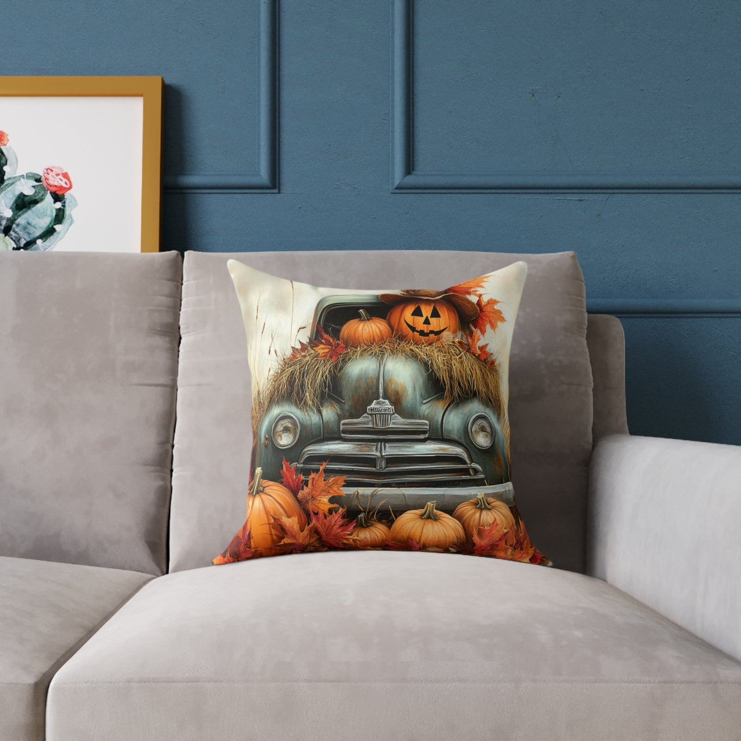 Pumpkin Farm Square Poly Canvas Pillow