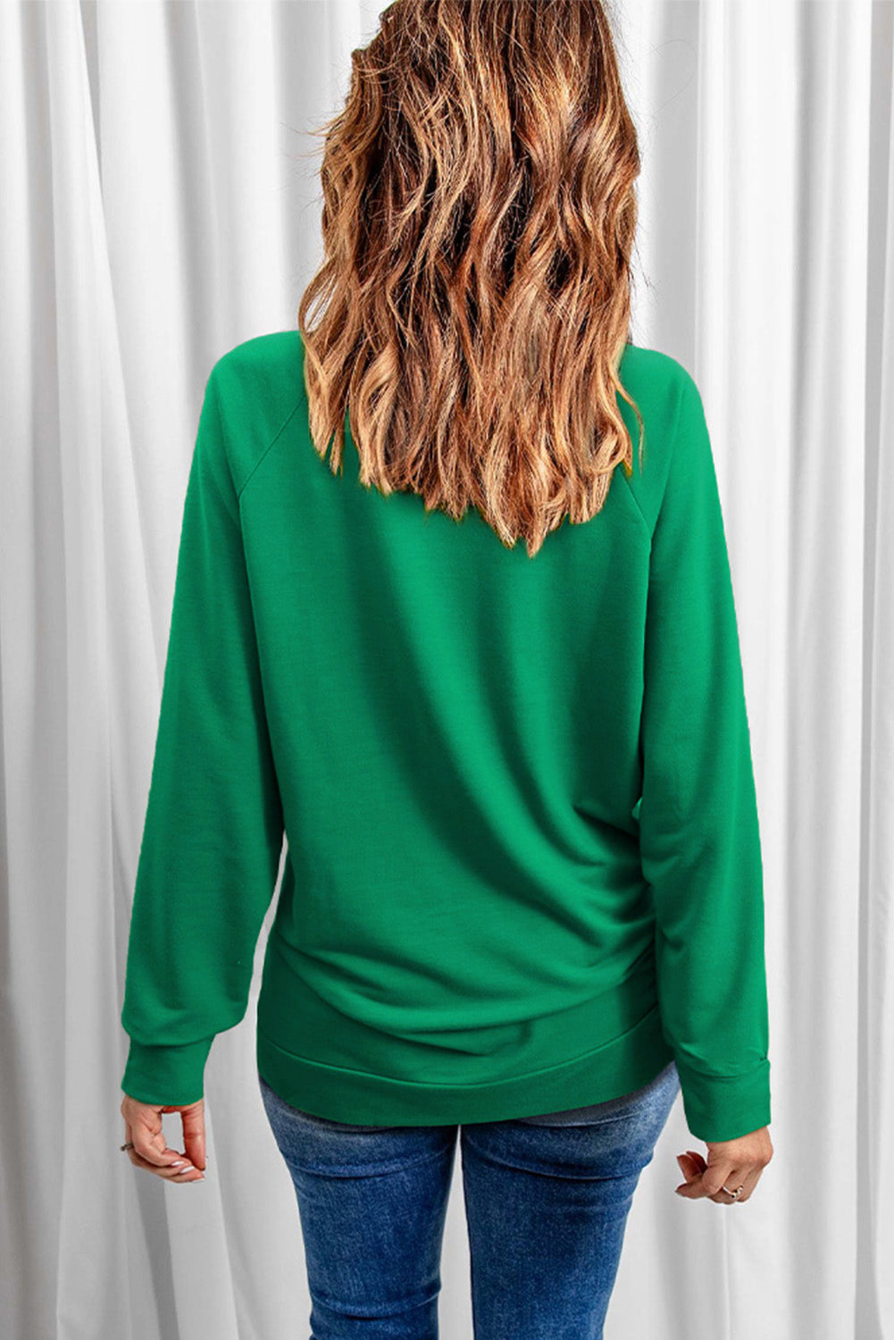 Green St Patricks LUCKY Chenille Embroidered Graphic Sweatshirt